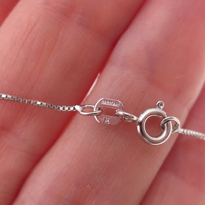 925 Sterling Silver 2-Tone Real Diamond Nana Heart Box Chain Necklace 18"
