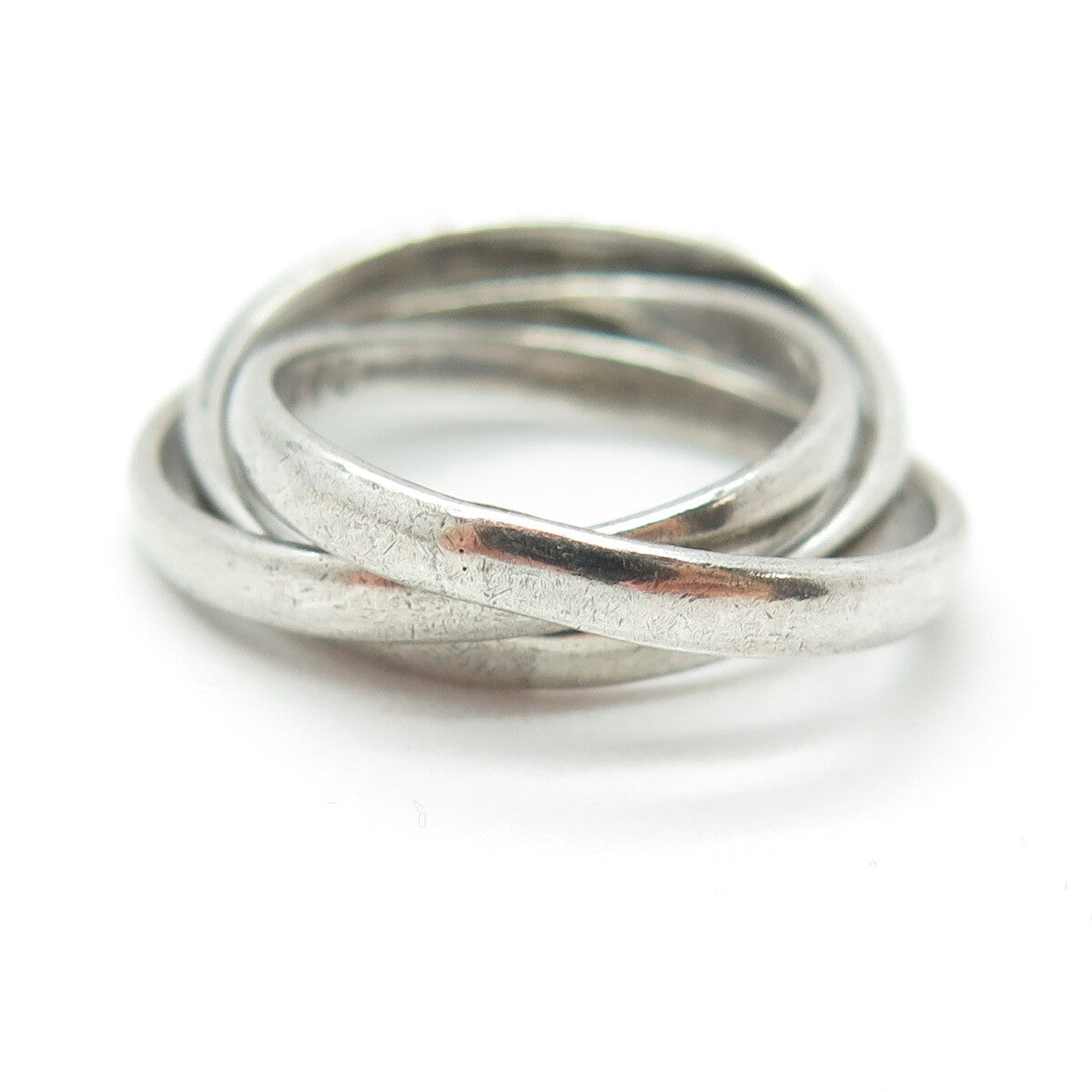 925 Sterling Silver Vintage Mexico Interlocked Trinity Oxidized Ring Size 5.75