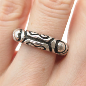 925 Sterling Silver Vintage Modernist Oxidized Band Ring Size 6.5