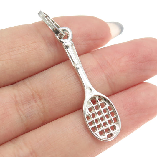 800 Silver Vintage Tennis Racquet 3D Pendant