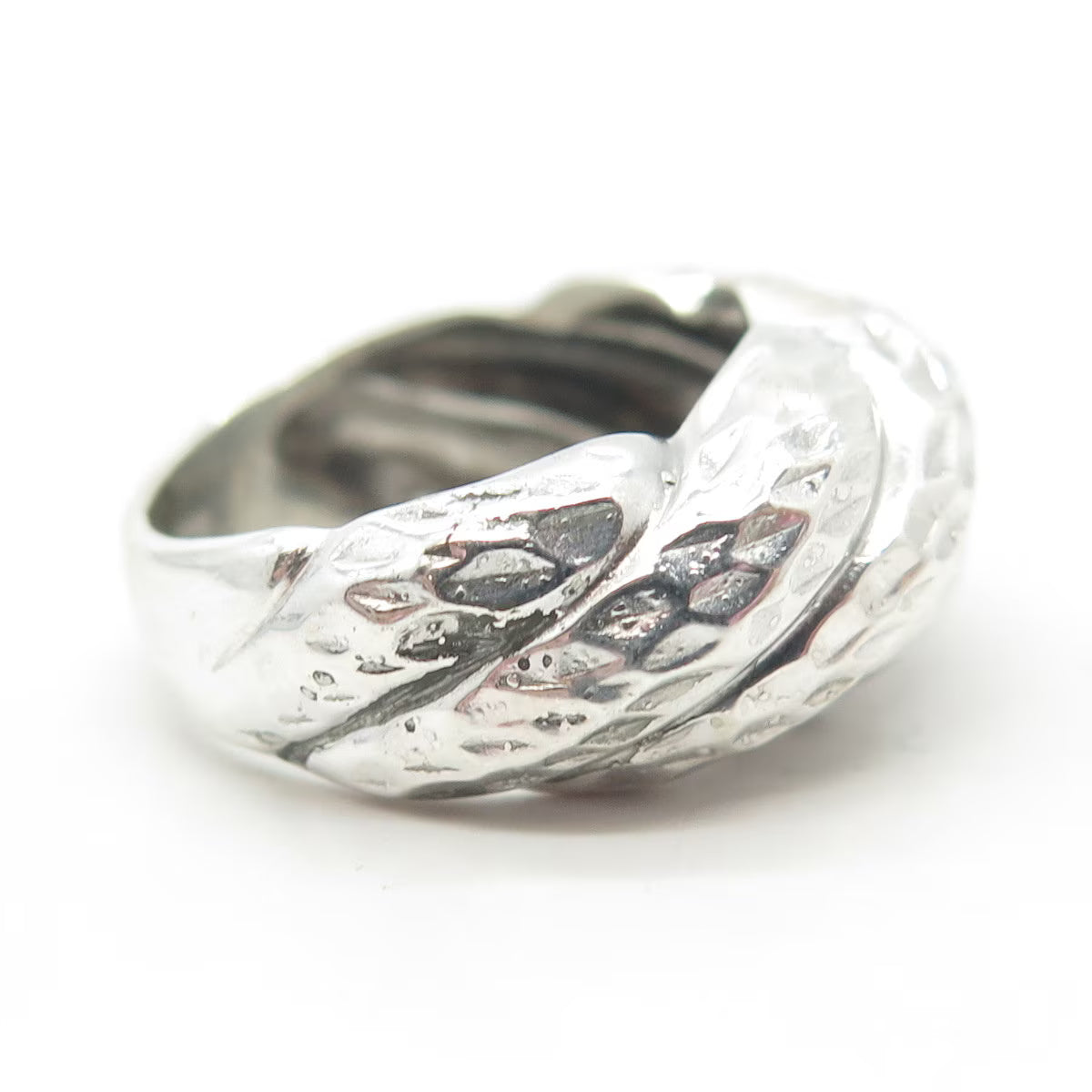 925 Sterling Silver Vintage Ribbed Ring Size 6.75