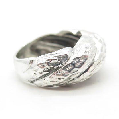 925 Sterling Silver Vintage Ribbed Ring Size 6.75