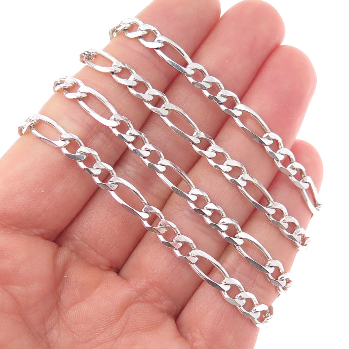 925 Sterling Silver Vintage Italy Figaro Chain Necklace 24"