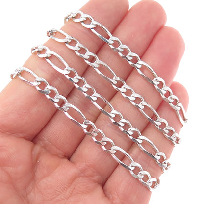 925 Sterling Silver Vintage Italy Figaro Chain Necklace 24"