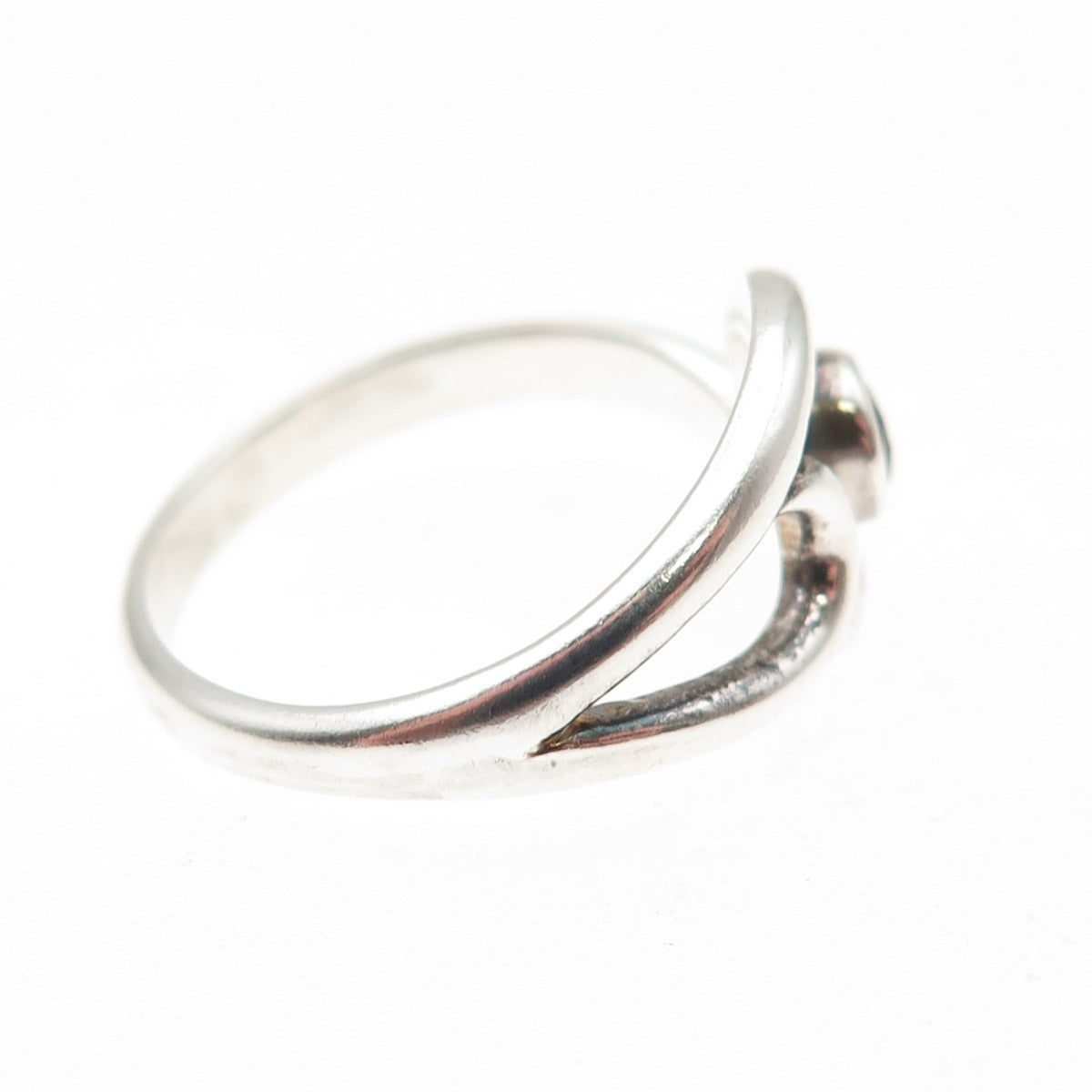 925 Sterling Silver Vintage Real Amethyst Modernist Swirl Ring Size 6.75