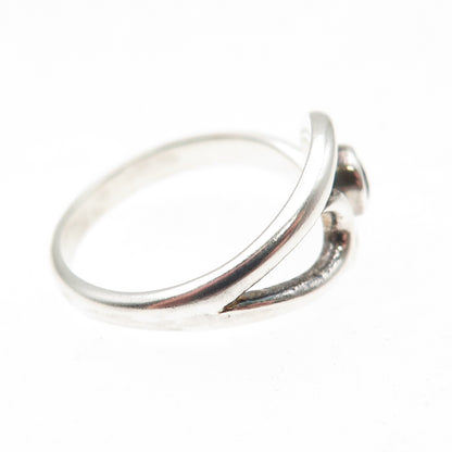 925 Sterling Silver Vintage Real Amethyst Modernist Swirl Ring Size 6.75
