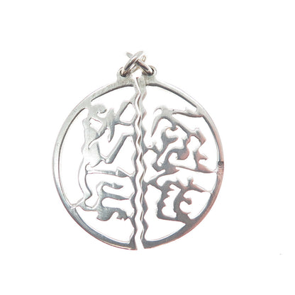 800 Silver Vintage Egypt Arabic Script Two-Pieces Charm Pendant