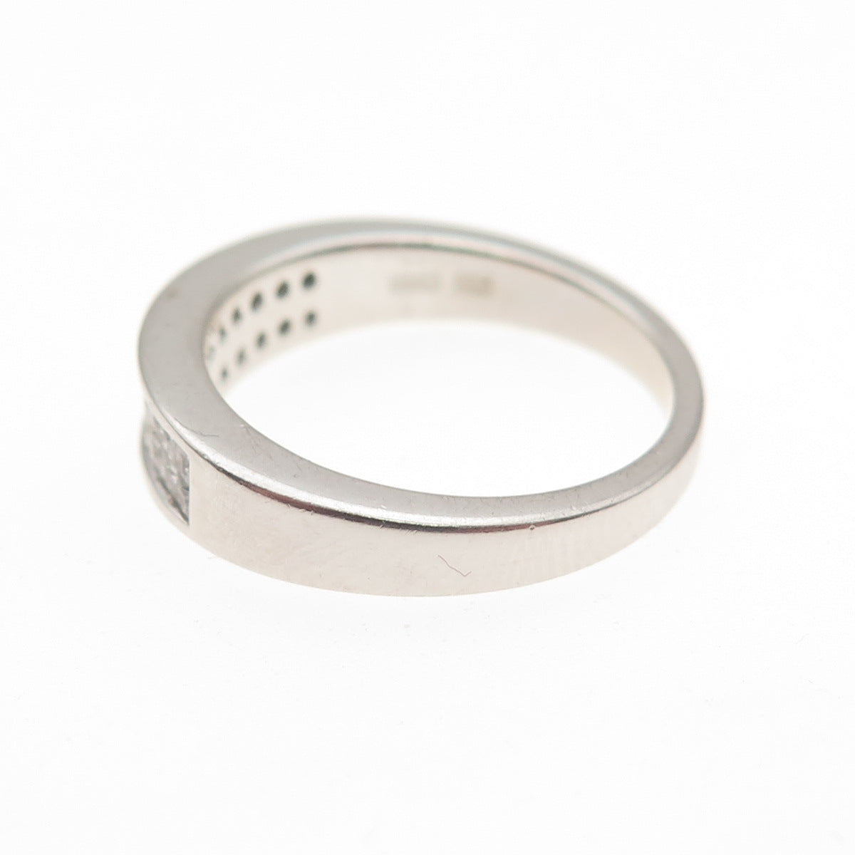 925 Sterling Silver BMD Princess-Cut C Z Half Eternity Band Ring Size 6.25