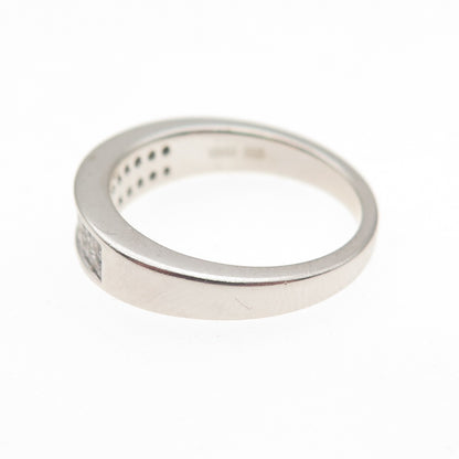 925 Sterling Silver BMD Princess-Cut C Z Half Eternity Band Ring Size 6.25