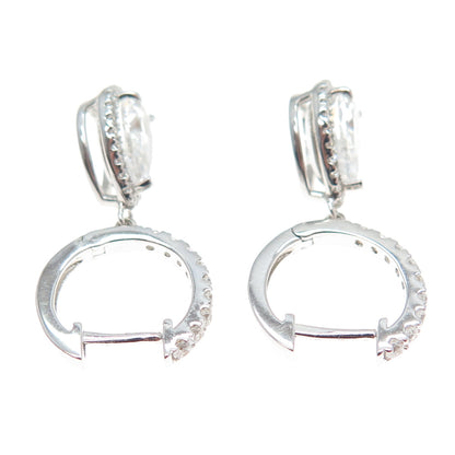 DSMK 925 Sterling Silver Pear & Round-Cut C Z Dangle Earrings