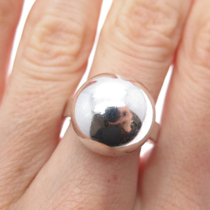 925 Sterling Silver Vintage Modernist Dome Ring Size 7