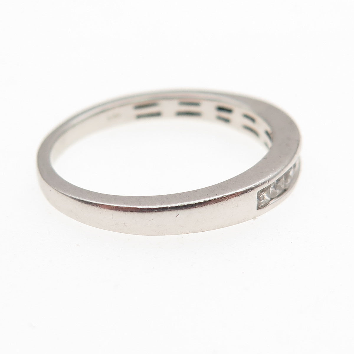 925 Sterling Silver Round-Cut C Z Half Eternity Band Ring Size 7