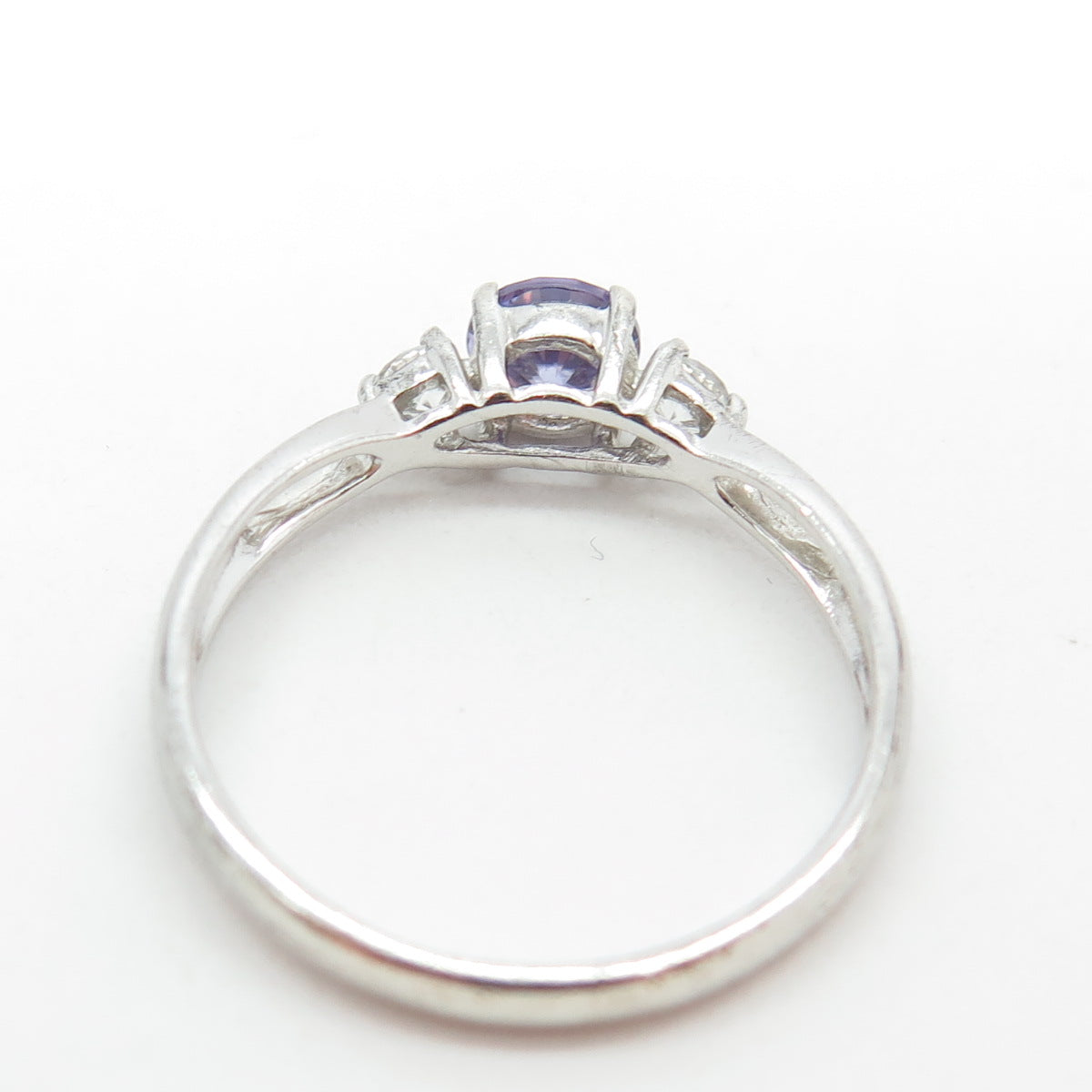 925 Sterling Silver White & Lavender C Z Ring Size 9.25