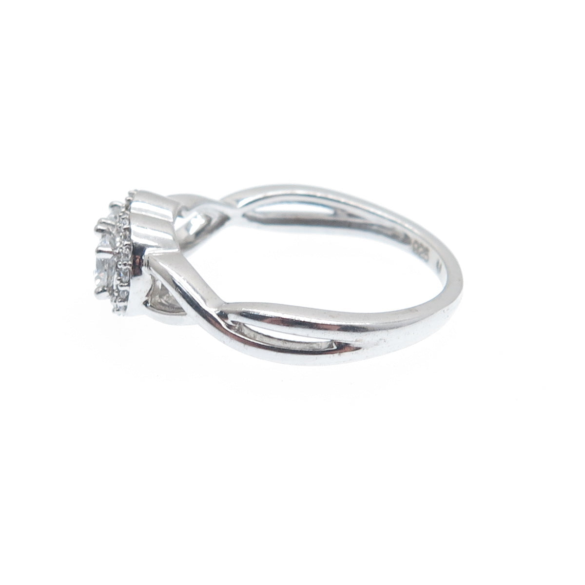 925 Sterling Silver Round-Cut C Z Infinity Twisted Promise Ring Size 7