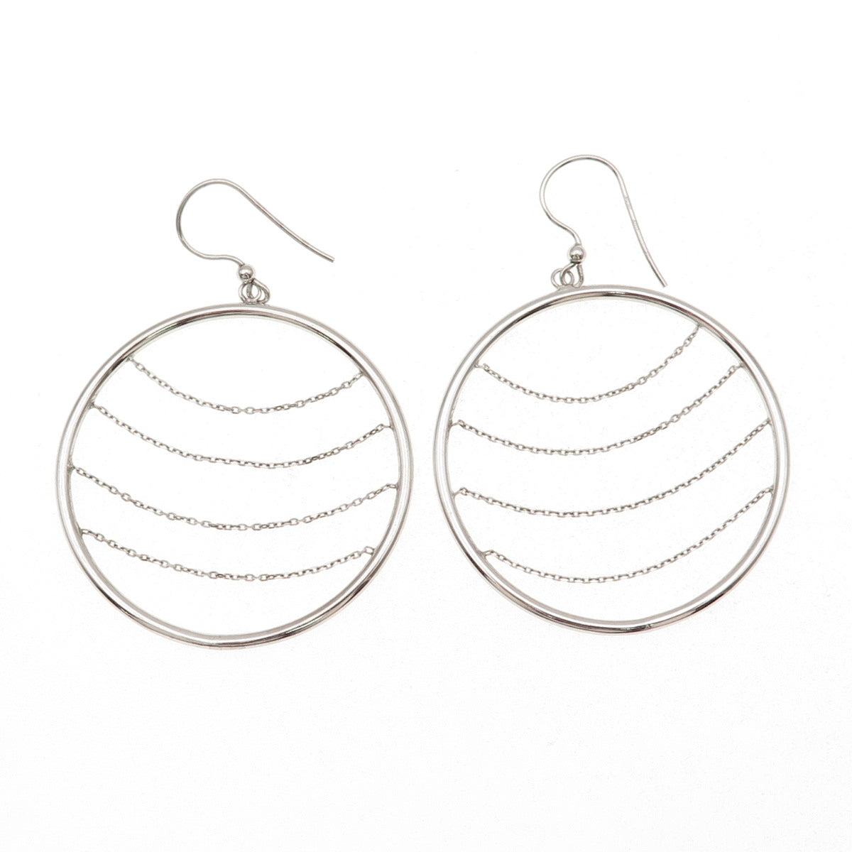 Milor 925 Sterling Silver Italy Chain Circle Dangle Earrings