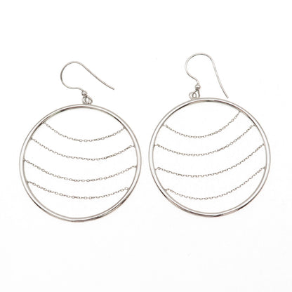 Milor 925 Sterling Silver Italy Chain Circle Dangle Earrings