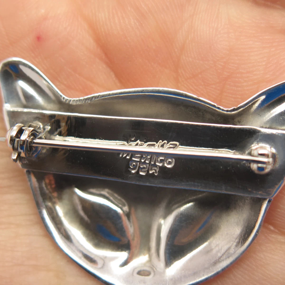 925 Sterling Silver Vintage Mexico Cat / Kitty Pin Brooch