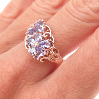 Chuck Clemency Sterling Silver Gold Plated Real Diamond & Tanzanite Ring Size 8