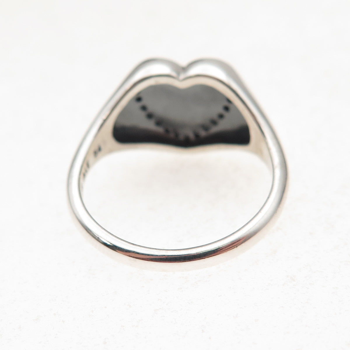 Pandora 925 Sterling Silver Round-Cut C Z Heart Signet Ring Size 7
