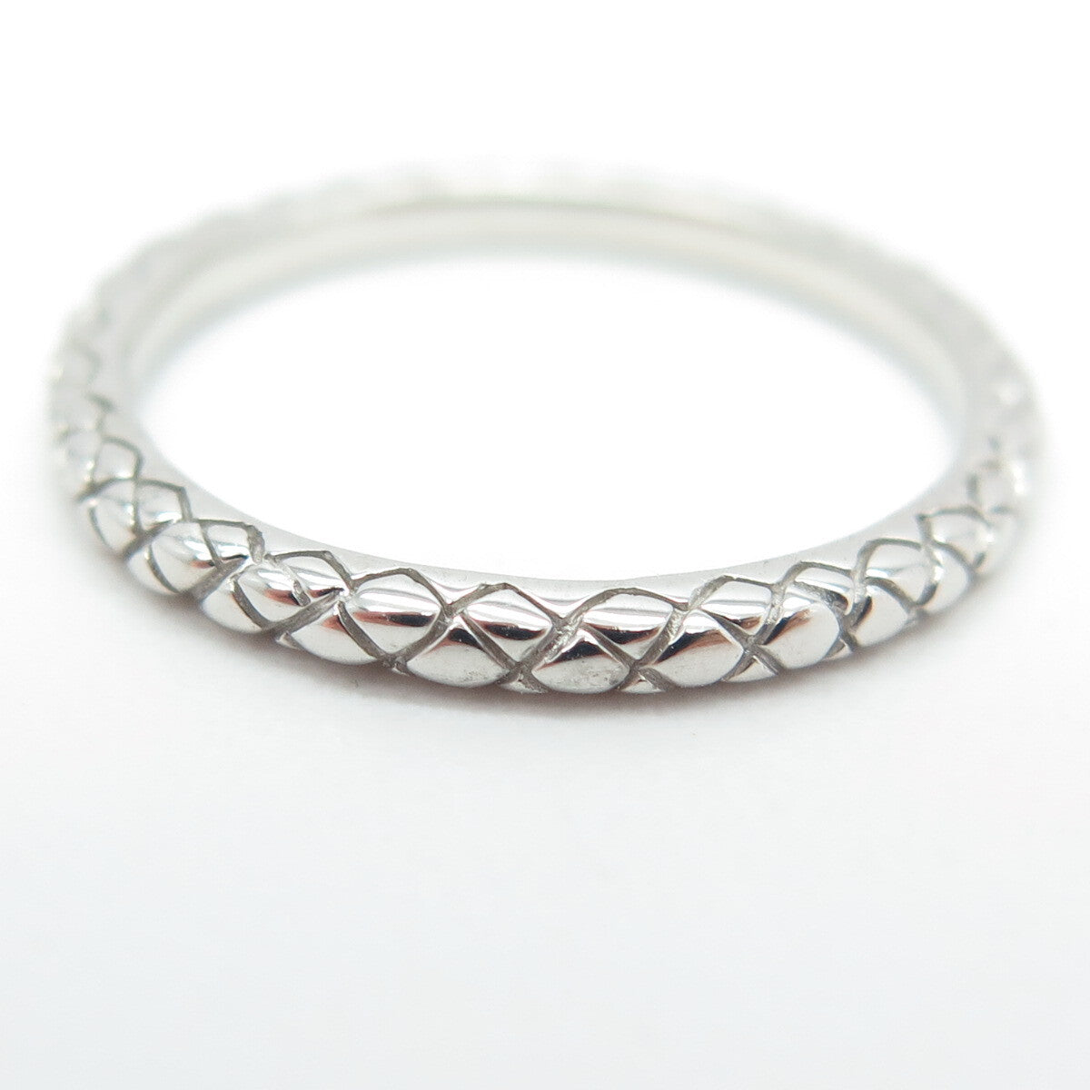 925 Sterling Silver Wicker Band Ring Size 7