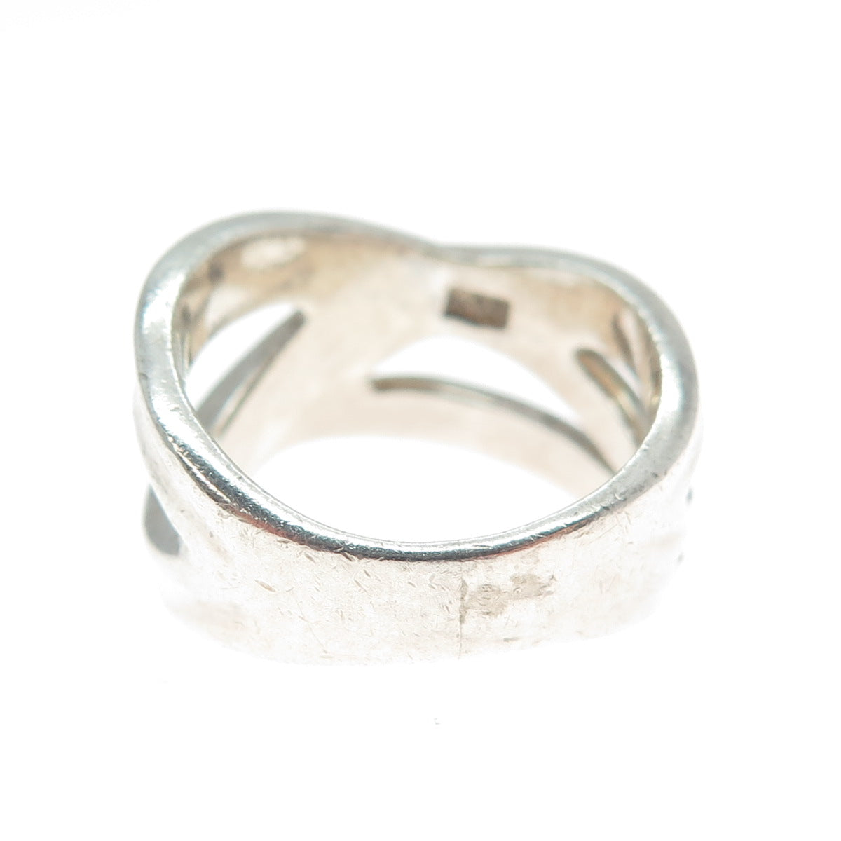 925 Sterling Silver Vintage Modernist Crisscross Ring Size 6.25