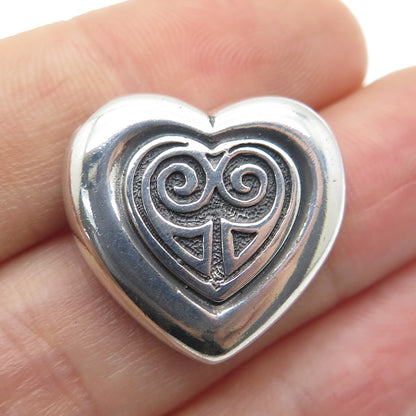 925 Sterling Silver Vintage Dublin Celtic Heart Slide Pendant