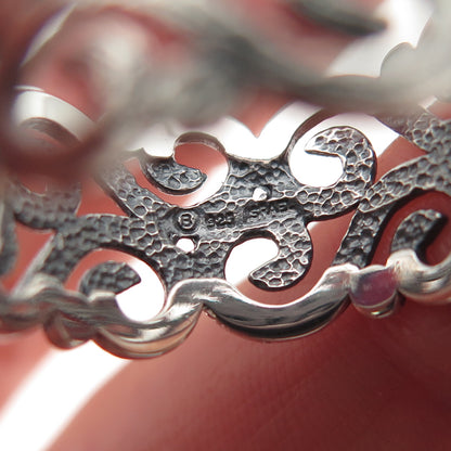 925 Sterling Silver Vintage Israel Real Amethyst Swirl Oxidized Ring Size 10