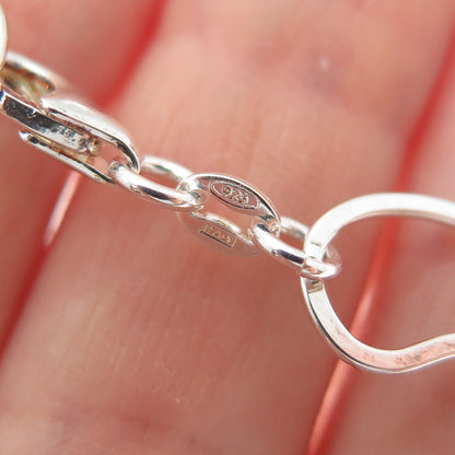 925 Sterling Silver Vintage Italy Circle & Teardrop Link Bracelet 6.75"