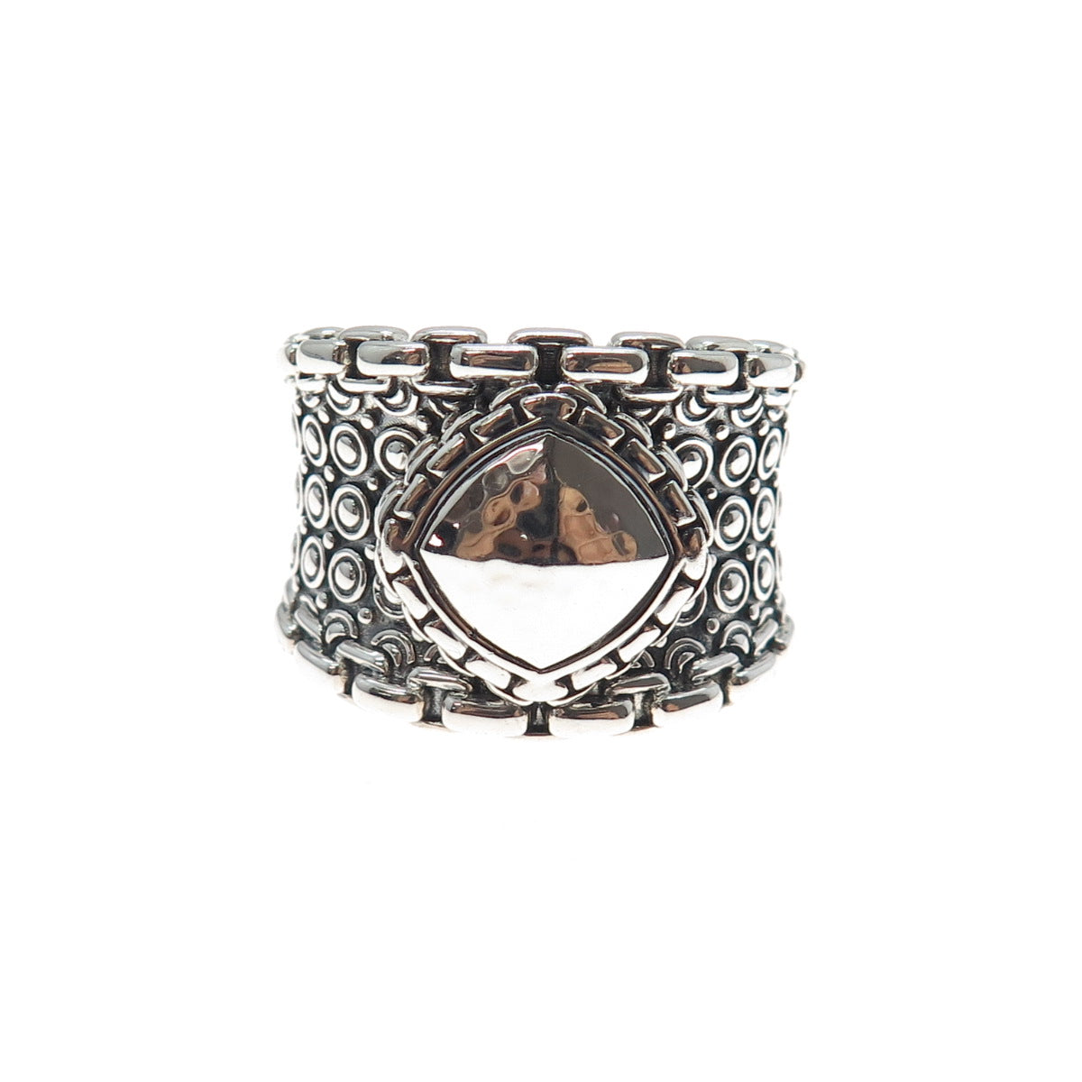 925 Sterling Silver Modernist Dotted Oxidized Ring Size 9.25