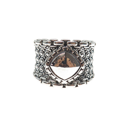 925 Sterling Silver Modernist Dotted Oxidized Ring Size 9.25