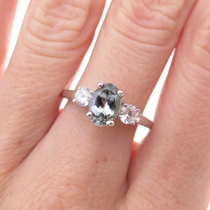 Chuck Clemency 925 Sterling Silver Real Iolite & White Topaz Ring Size 8