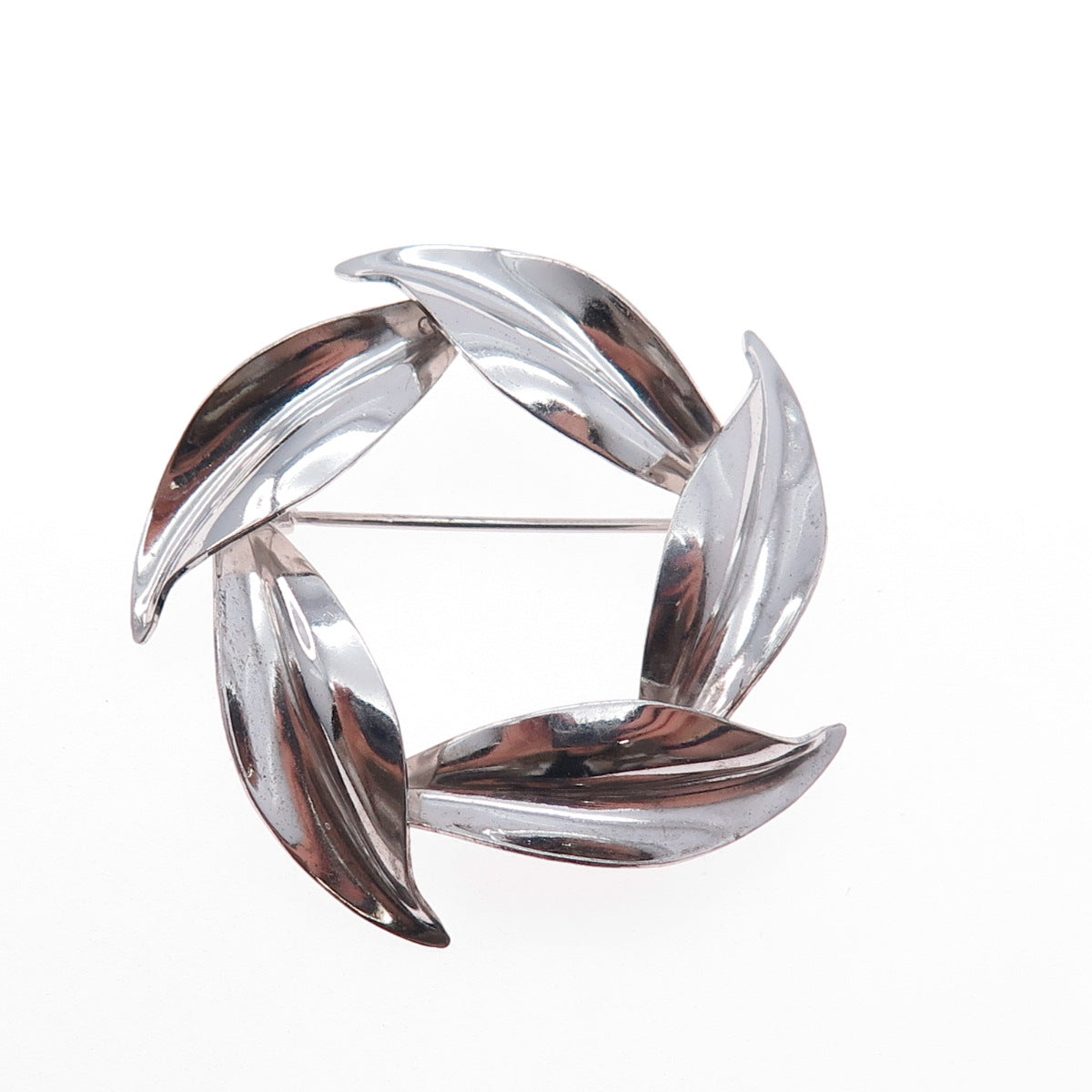 925 Sterling Silver Antique Art Deco Floral Leaf Pin Brooch