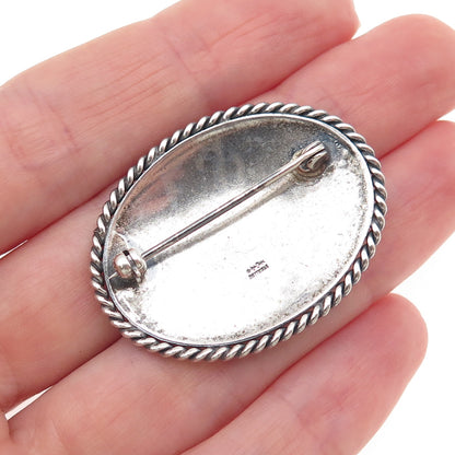 CARL ART 925 Sterling Silver Vintage Floral Scroll Oxidized Pin Brooch