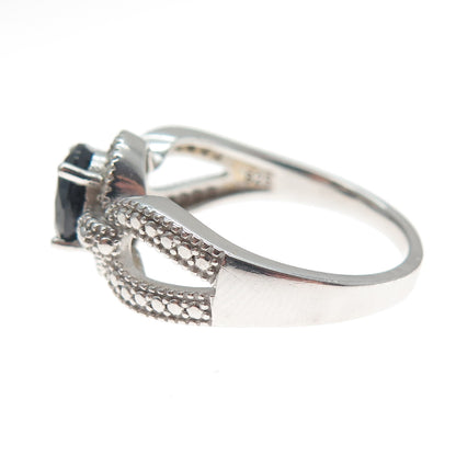 DBJ DEE BERKLE Sterling Silver Real Diamond Accent & Sapphire Ring Size 10.25