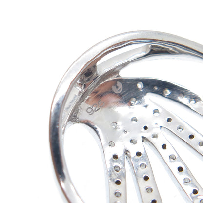 925 Sterling Silver Round-Cut C Z Wavy Slide Pendant