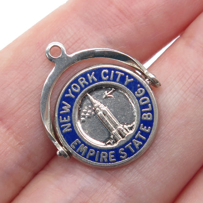 FRENCH & FRANKLIN 925 Sterling Silver Vintage NY Empire State Minimalist Pendant