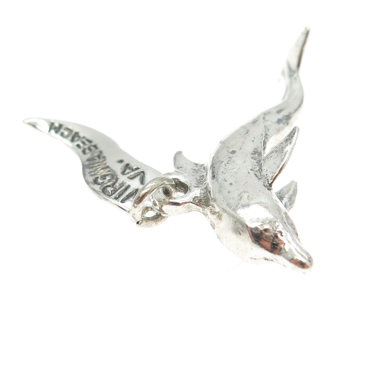 PACIFIC JEWELRY 925 Sterling Silver Vintage "Virginia Beach" Dolphin 3D Pendant