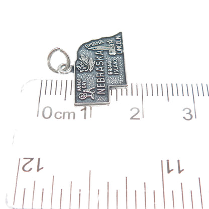 FRENCH & FRANKLIN Sterling Silver Vintage Nebraska Oxidized Minimalist Pendant