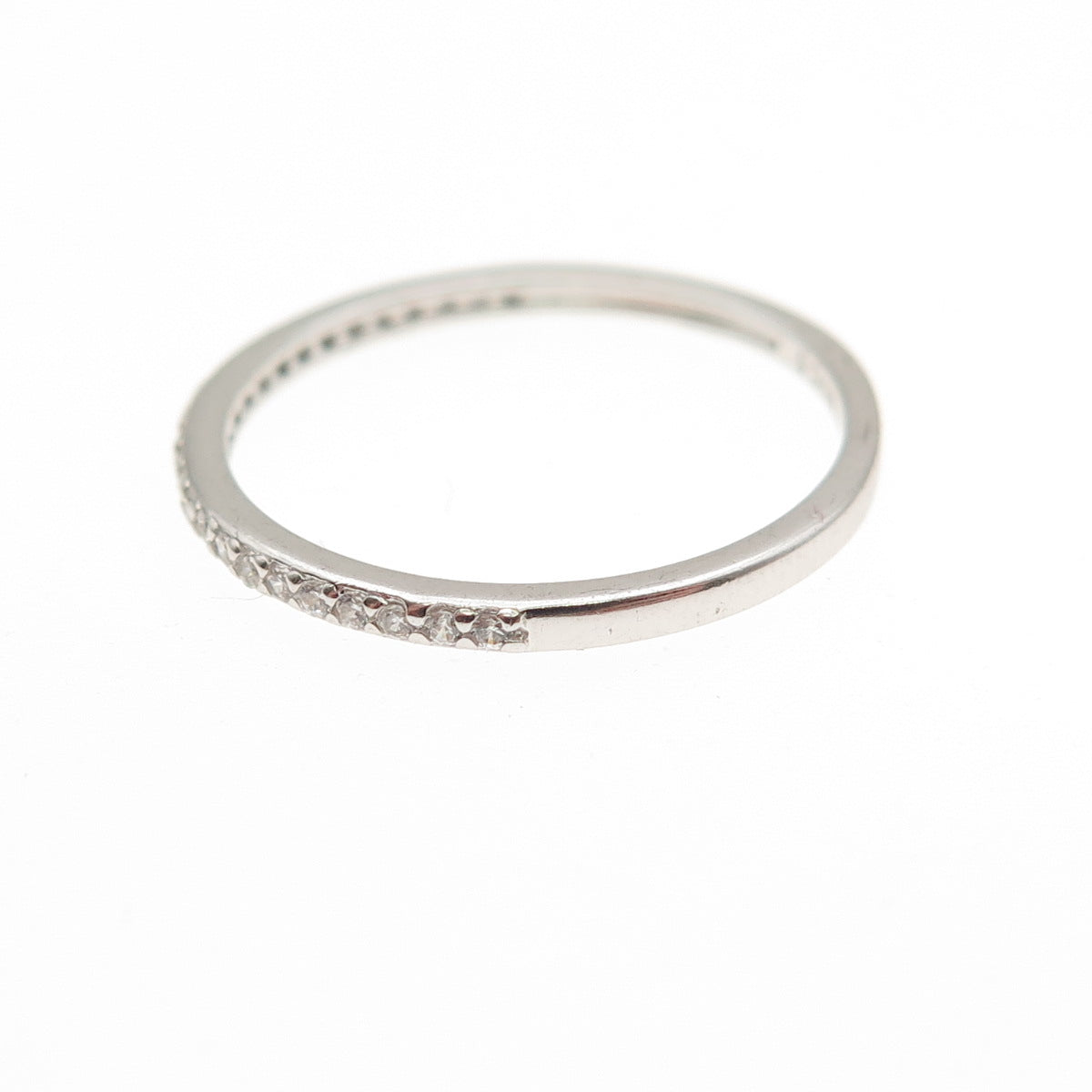 925 Sterling Silver Round-Cut C Z Half Eternity Stackable Band Ring Size 6