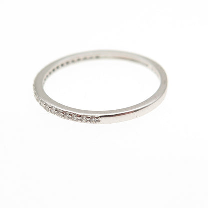 925 Sterling Silver Round-Cut C Z Half Eternity Stackable Band Ring Size 6