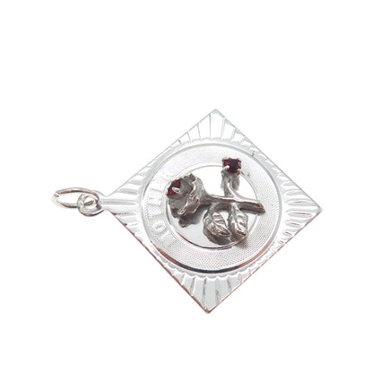 M&M MARK MERCY Sterling Silver Vintage Rhinestone Mother Flower Charm Pendant