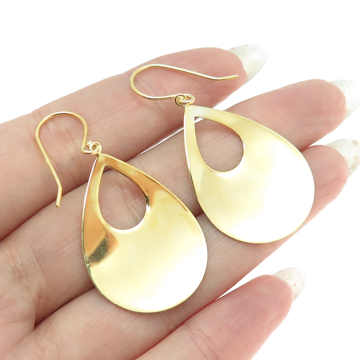 925 Sterling Silver Gold Plated Teardrop Dangling Earrings