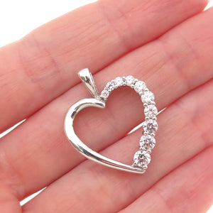 HN Heng Ngai 925 Sterling Silver Round-Cut C Z Heart Charm Pendant