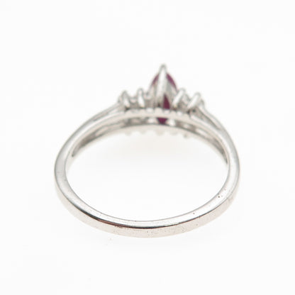 RJ GRAZIANO 925 Sterling Silver Vintage Real Ruby & C Z Ring Size 8