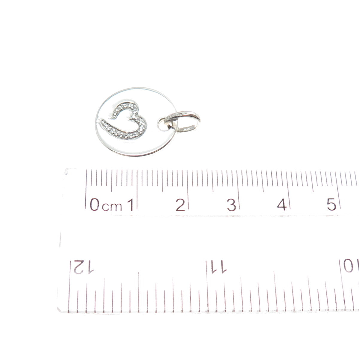 JANE SEYMOUR 925 Sterling Silver Real Diamond Open Your Heart Mini Pendant