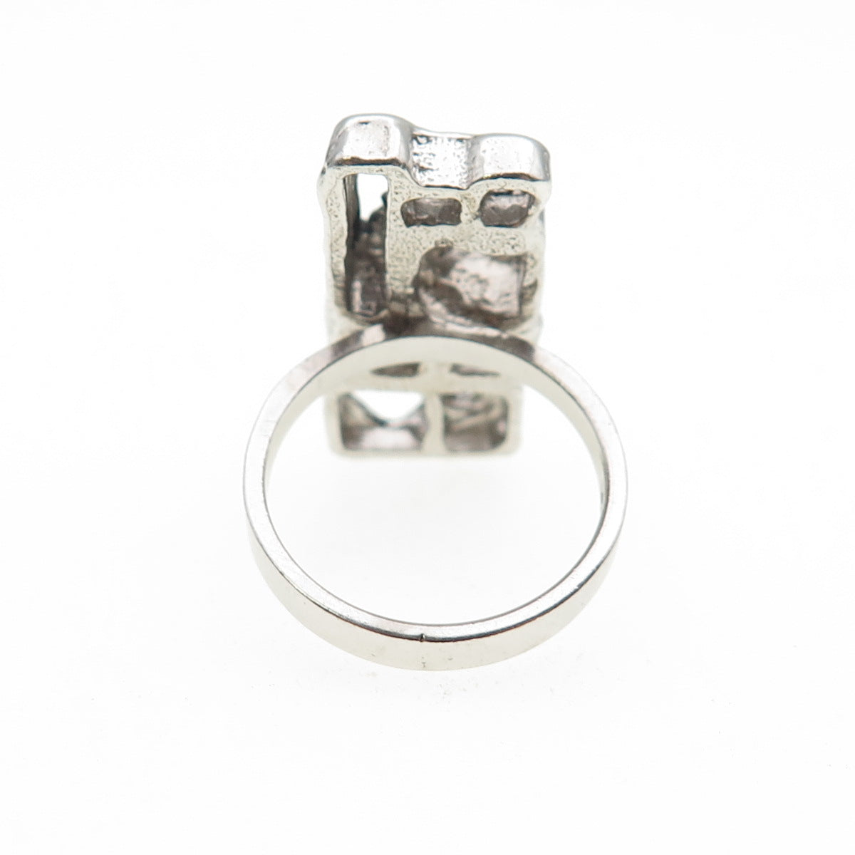 925 Sterling Silver Vintage Modernist Oxidized Ring Size 6