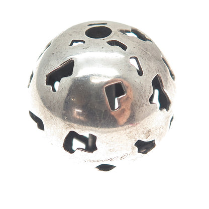 CARME 925 Sterling Silver Vintage Modernist Hollow Ball Bead Slide Pendant