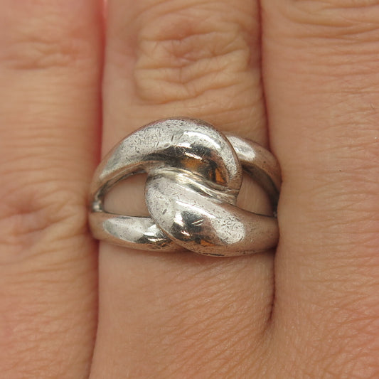 CHAPAL ZENRAY 925 Sterling Silver Vintage Modernist Knot Ring Size 7.25