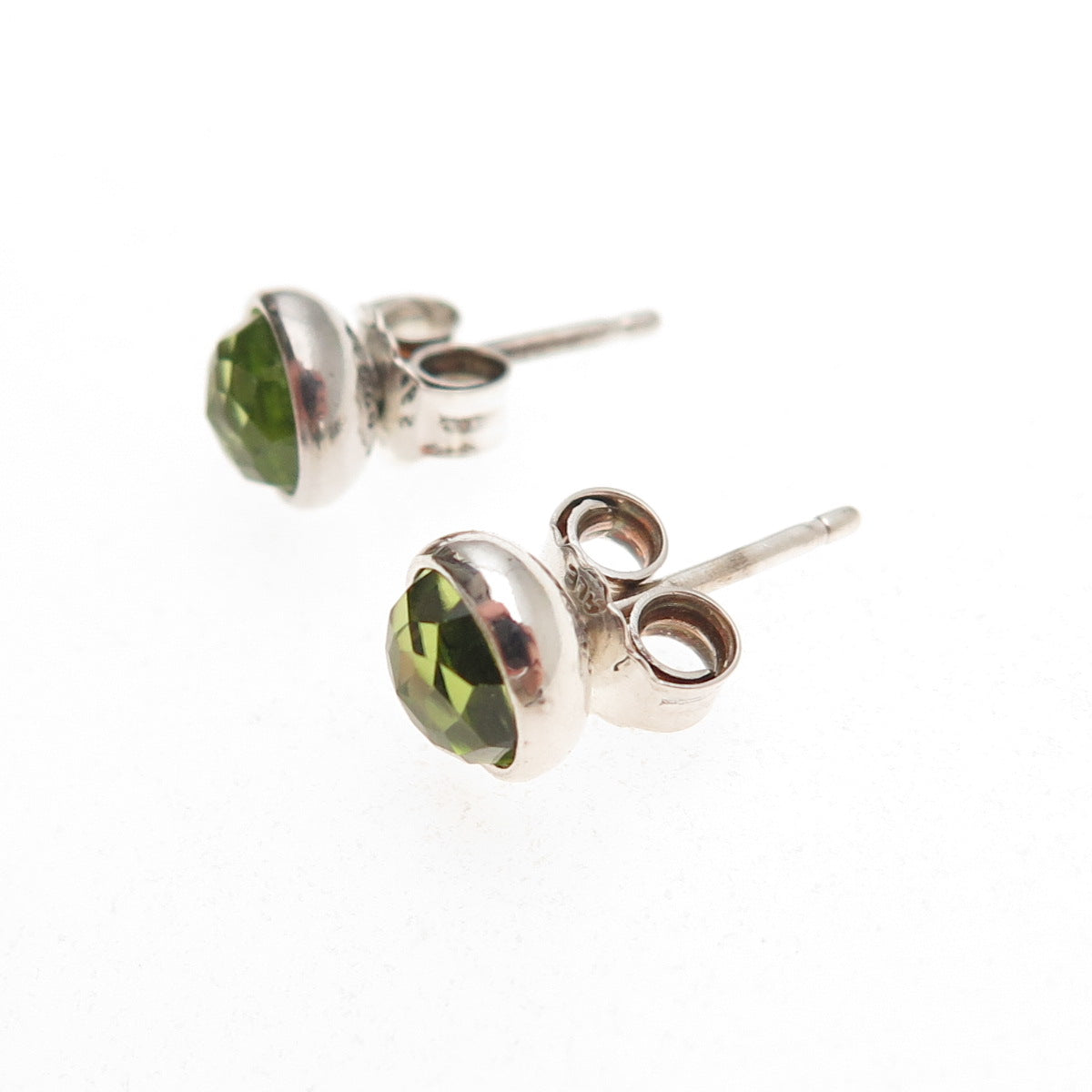 Pandora 925 Sterling Silver Real Peridot August Birthday Blooms Stud Earrings