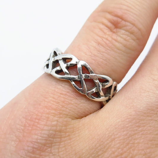 925 Sterling Silver Vintage Celtic Band Ring Size 6